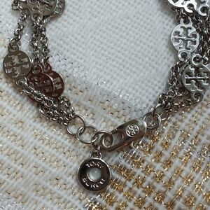 TORY BURCH Triple Strand Silver Logo Bracelet